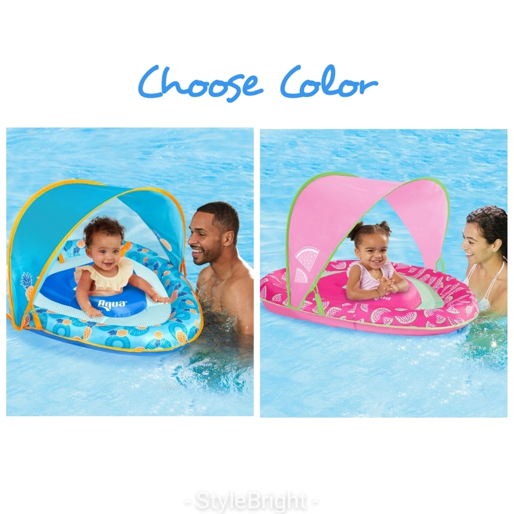 Aqua Adjustable Seat Baby Float with Canopy 6-24 Months Pineapple Watermelon NEW